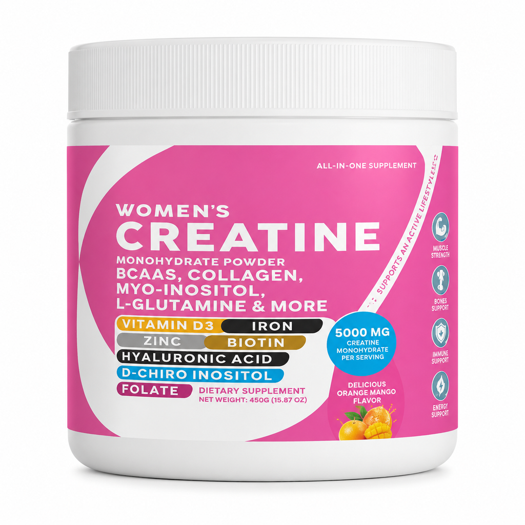 Women's Creatine Powder with Collagen, BCAAs, Myo-Inositol, Vitamin D3, Zinc & Biotin – 450g Dietary Supplement