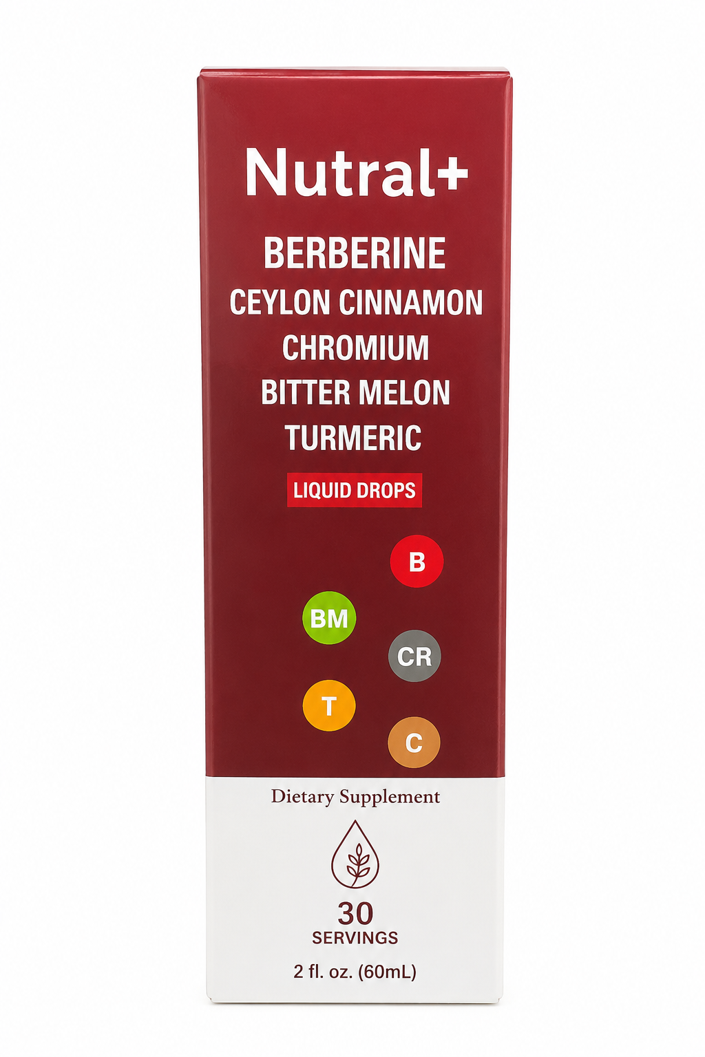 Nutral+ Berberine Liquid Drops with Ceylon Cinnamon, Chromium, Bitter Melon & Turmeric – 60ml | 30 Servings