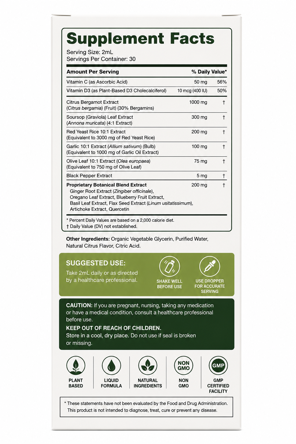 Resona Citrus Bergamot Liquid Drops with Red Yeast Rice & Olive Leaf Extract – 60ml (30 Servings)