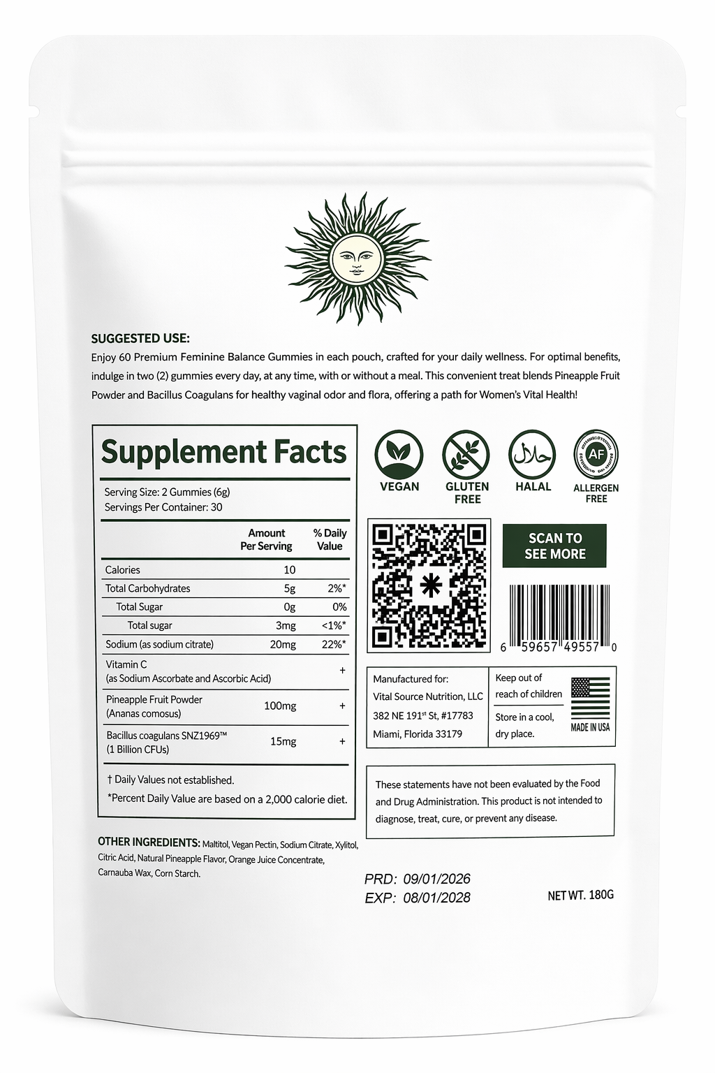 Vital Source Premium Feminine Balance Gummies