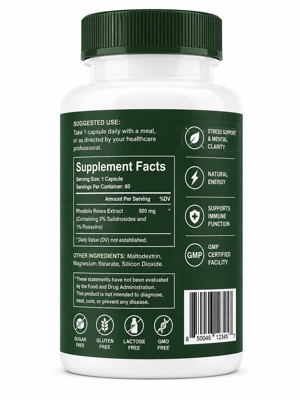 Rhodiola Rosea Capsules 500mg - 60 Capsules