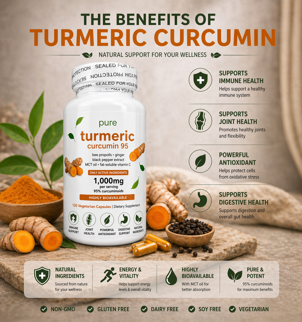 Turmeric Curcumin 95 Capsules 1000mg